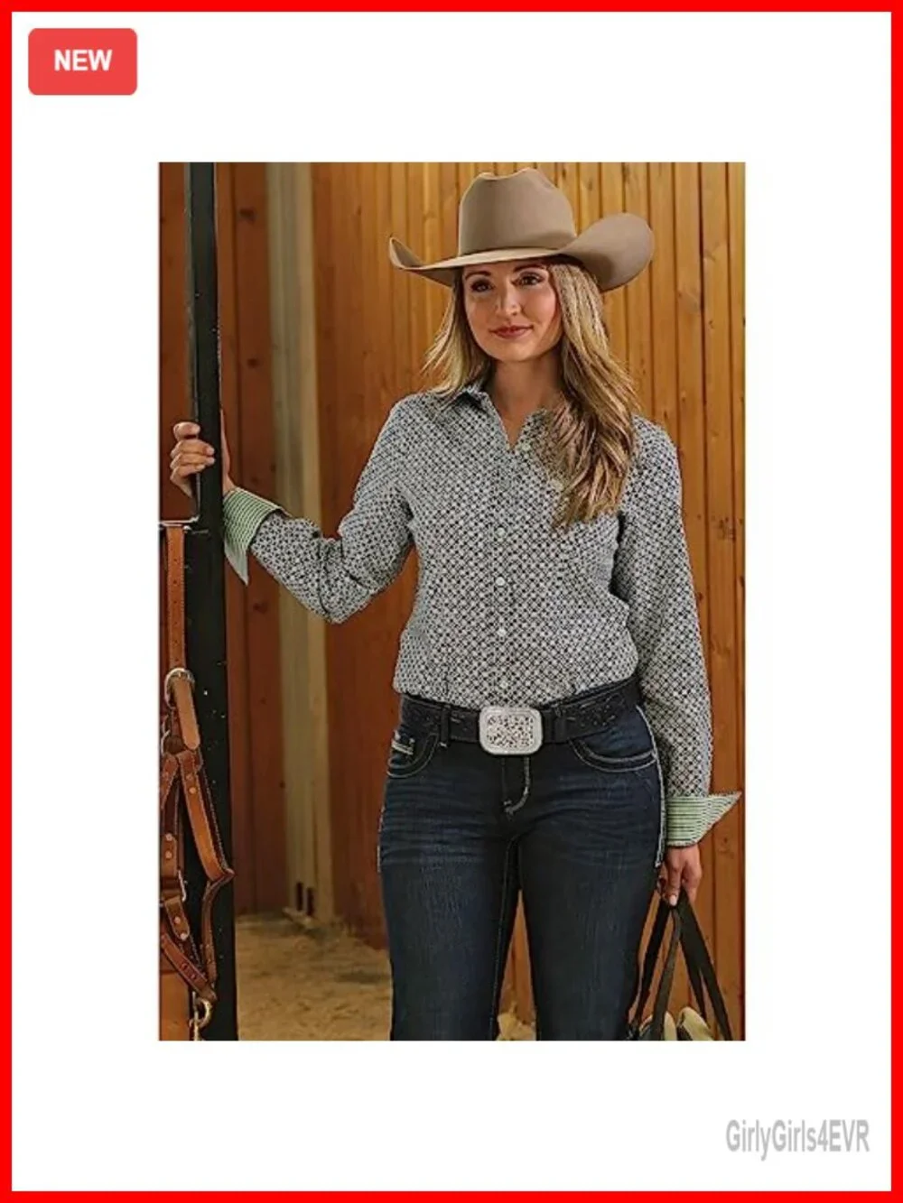 Genuine Leather Western Belt with Silver Diamond Buckle, Unisex Cowgirl Cowboy